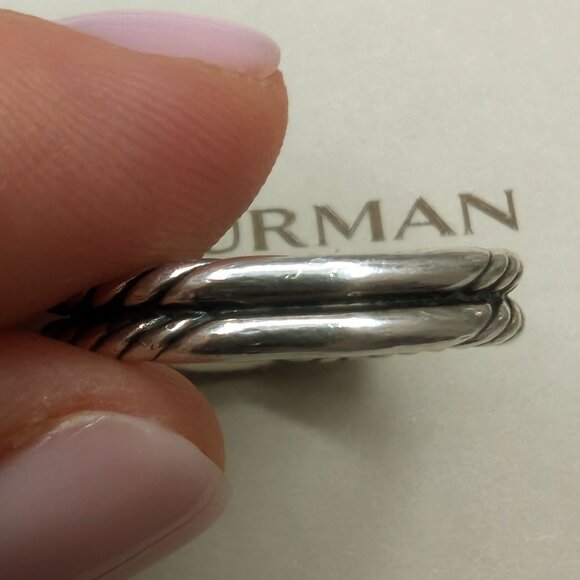 David Yurman SS Pave Diamonds Cable Loop S7 Ring + Authenticity Certificate - Picture 8 of 11